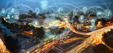 Smart city z beprzewodową komunikacją i technologiami